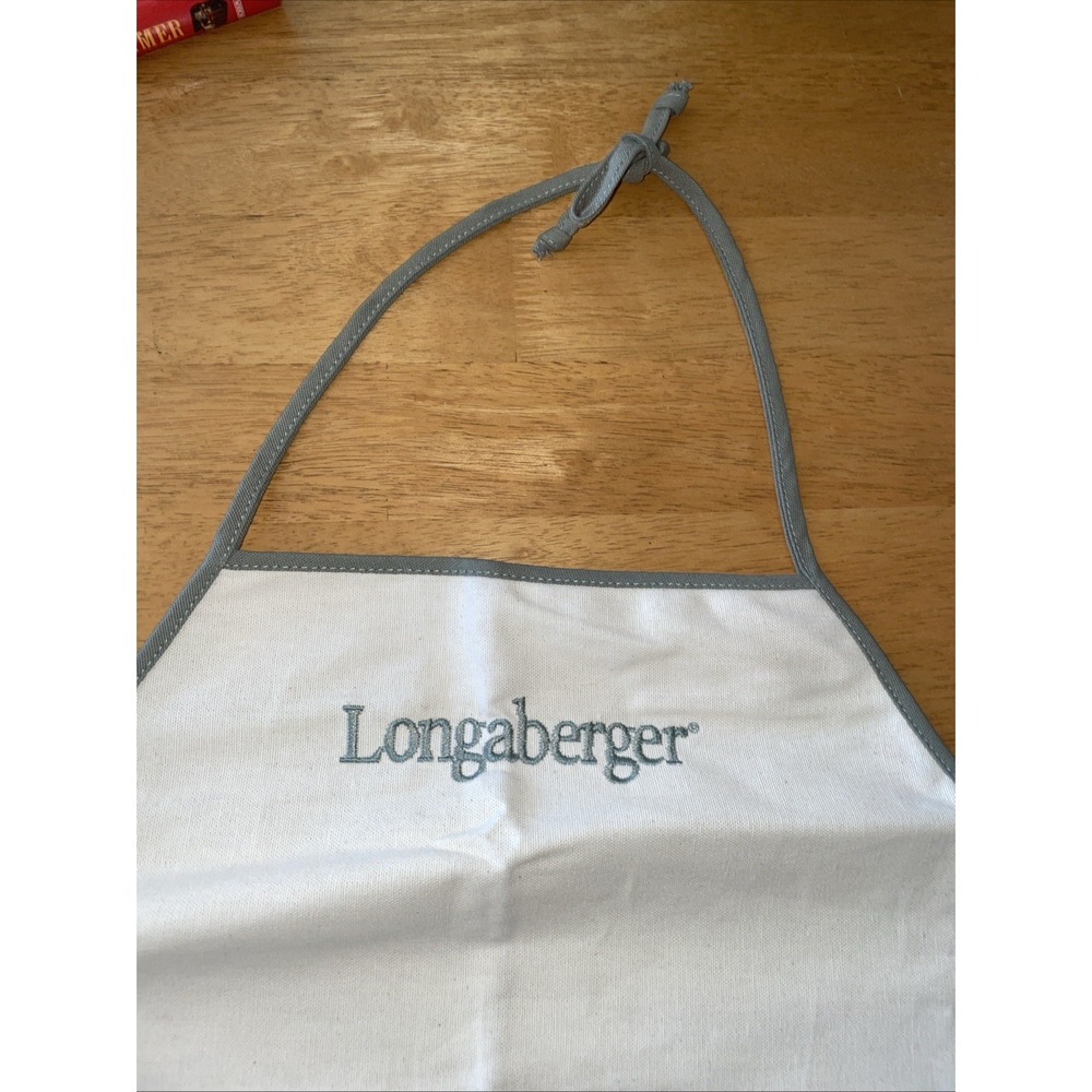 Longaberger Canvas Apron with Sage Trim Made In USA 100% Cotton
